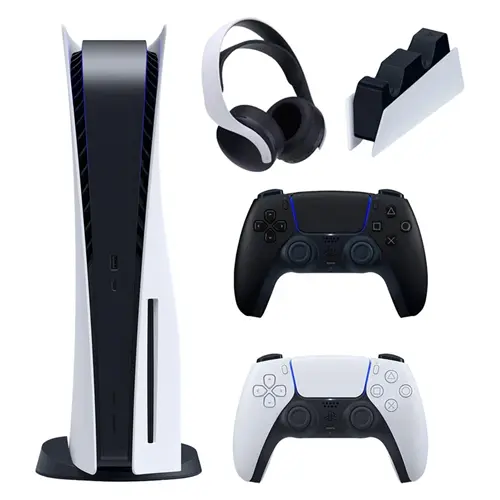 کنسول بازی سونی مدل PlayStation 5 ظرفیت 825 گیگابایت ریجن 1218 آسیا به همراه دسته اضافی و پایه شارژر و هدست (2) 5V432L